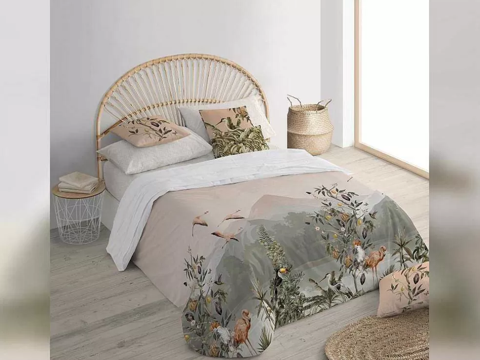 Purline Housse De Couette 100% Coton 1 Piece Rose Paysage 200X240* Roupa De Cama