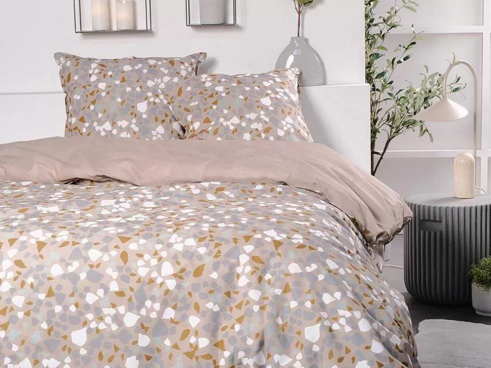 OZAIA Jogo De Cama Algodao Estampagem Terrazzo, Capa De Edredão 220 X 240 Cm + 2 Fronhas 63 X 63 Cm Multicolor - Terazino* Roupa De Cama
