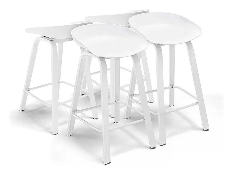Frankystar Kiel - Conjunto De 4 Bancos De Design Em Metal E Pp Branco* Bancos De Bar