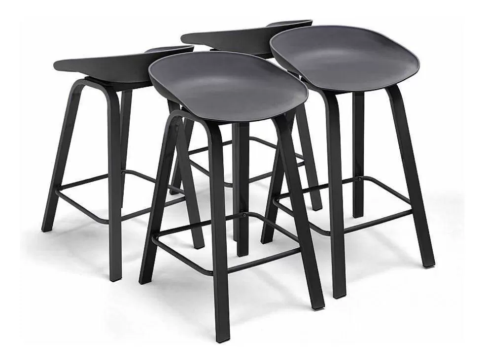 Frankystar Kiel - Conjunto De 4 Bancos De Design Em Metal E Pp Preto* Bancos De Bar