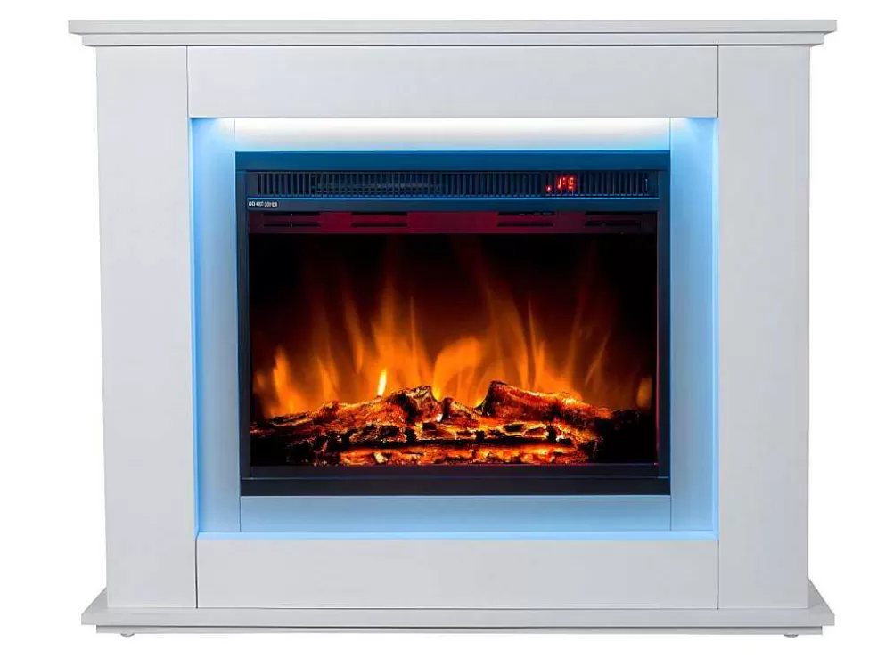 FLAMATECH Lareira Elétrica De Pe Nevado - Com Cobertura - Leds - C100 X L27,5 X A82,5 Cm - Branco* Lareira Elétrica