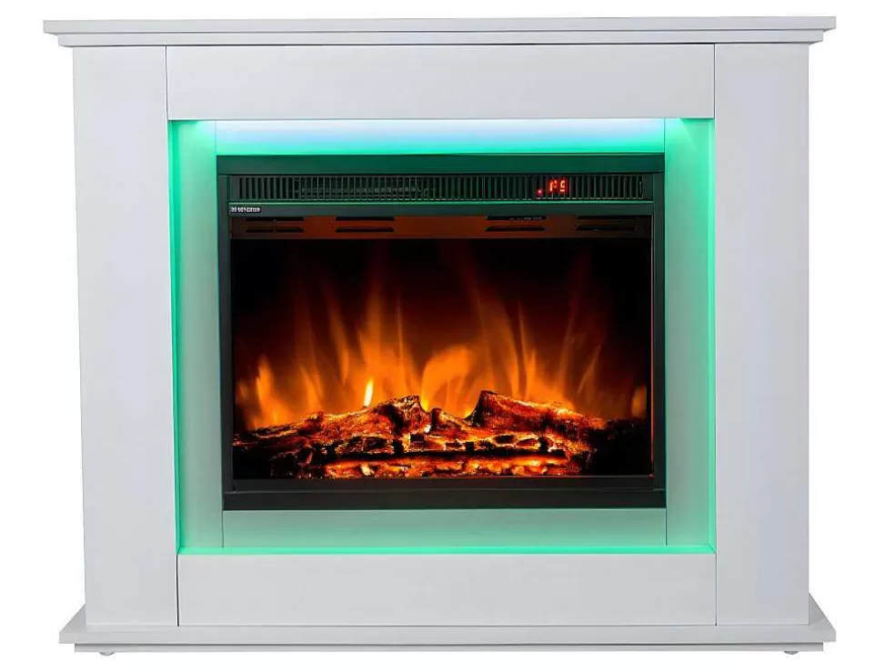 FLAMATECH Lareira Elétrica De Pe Nevado - Com Cobertura - Leds - C100 X L27,5 X A82,5 Cm - Branco* Lareira Elétrica