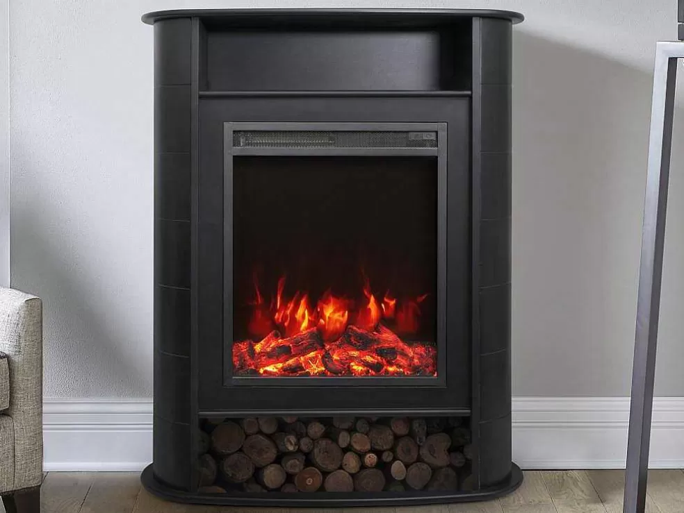 FLAMATECH Lareira Elétrica De Pousar Com Protecao De C84X L33 X A111Cm Cor Preto - Mombacho* Lareira Elétrica