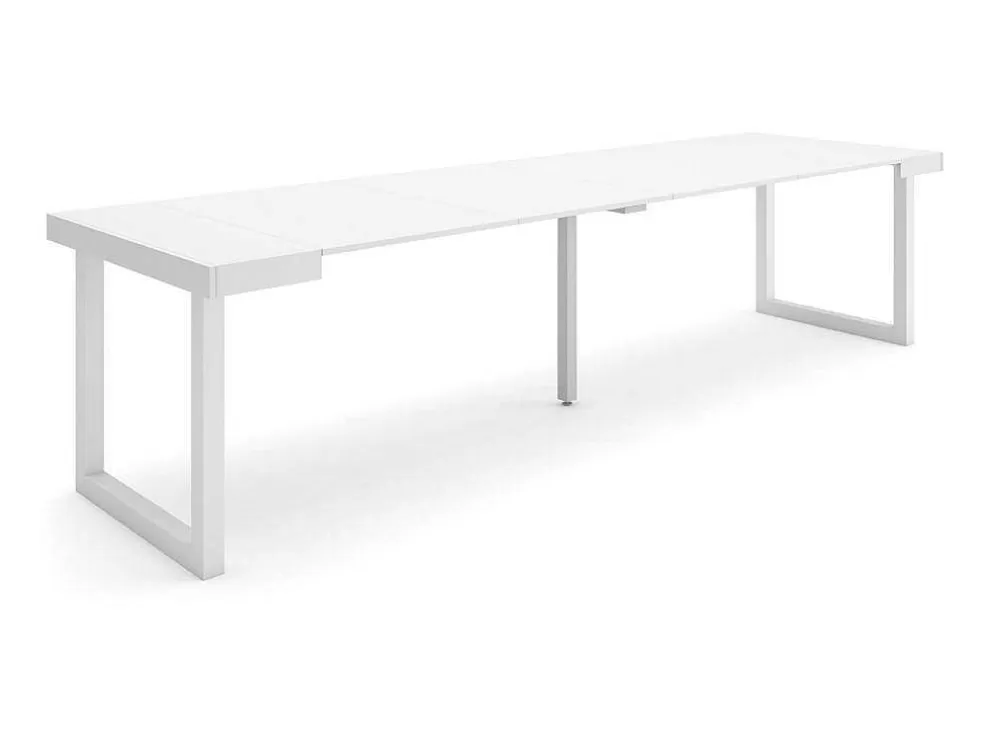 Skraut Home Mesa Consola Extensivel, 300, Para 14 Péssoas, Pés De Madeira, Branco* Consola