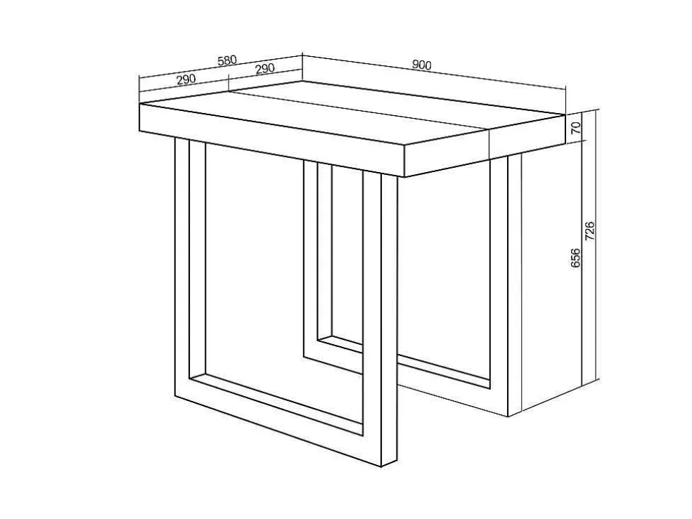 Skraut Home Mesa Consola Extensivel, 300, Para 14 Péssoas, Pés De Madeira, Cimento* Consola