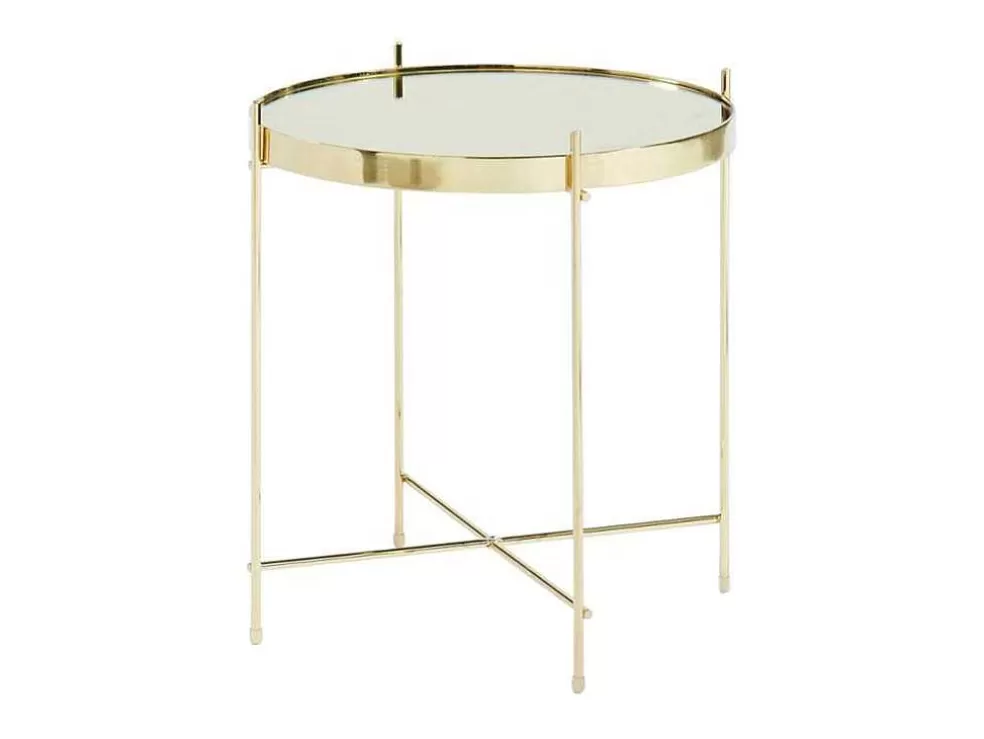 Vente-unique Mesa De Apoio Marcia - Espelho E Metal - Dourado* Mesa De Apoio