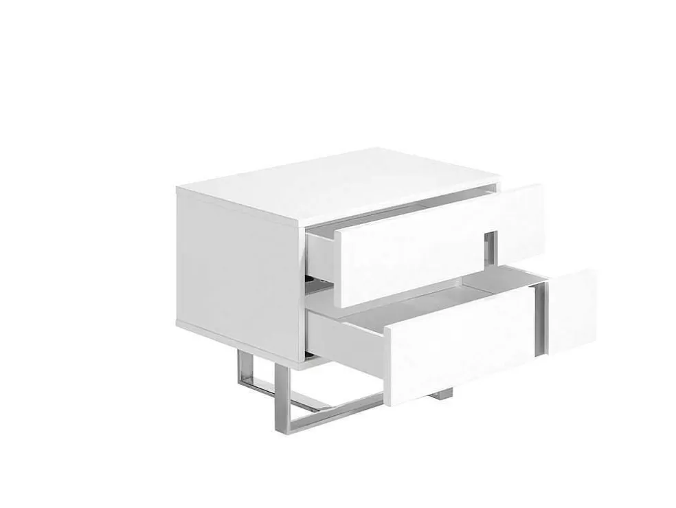 Angel Cerda Mesa De Cabeceira Em Mdf Lacado Branco Brilhante Com Duas Gavetas 7003* Mesa De Cabeceira