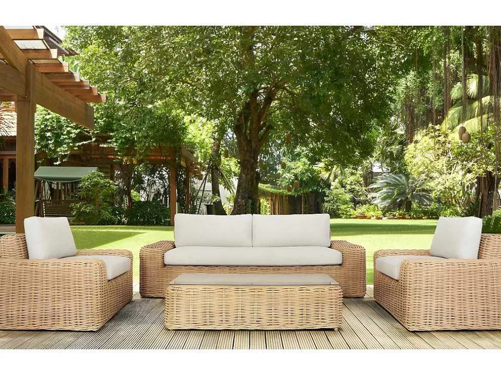 MYLIA Mesa De Centro De Jardim Em Resina Entrelacada - Obidos* Conjunto Relax De Jardim