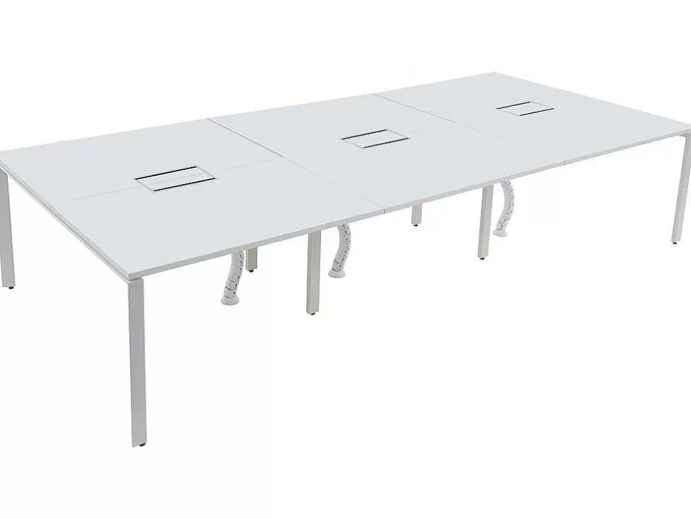 Workēa Mesa De Escritório 6 Péssoas Branco C120 Cm - Downtown* Mobiliário De Escritório