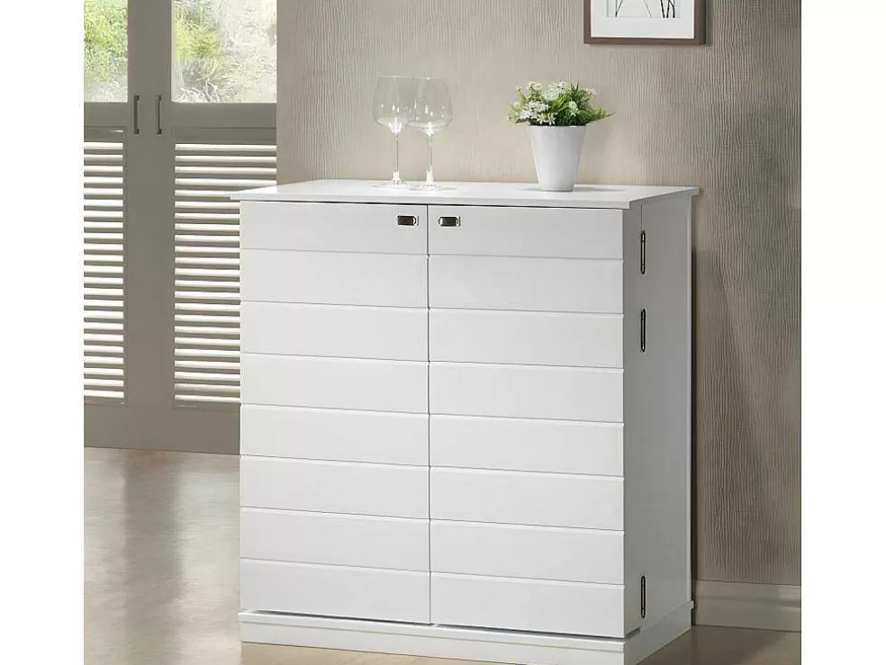 Vente-unique Móvel Bar Gordon - Seringueira E Mdf - Cor Branco* Móvel De Bar