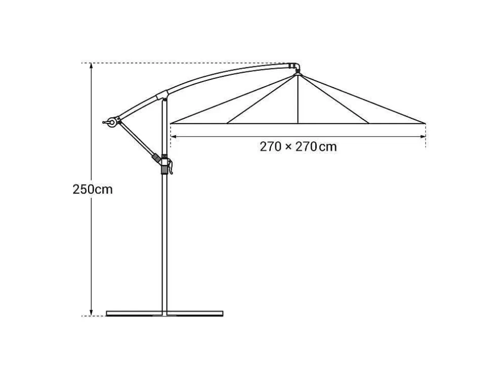 Happy Garden Offset Guarda-Chuva Molokai Quadrado 2,7X2,7M Cinza + Tampa* Guarda Sol