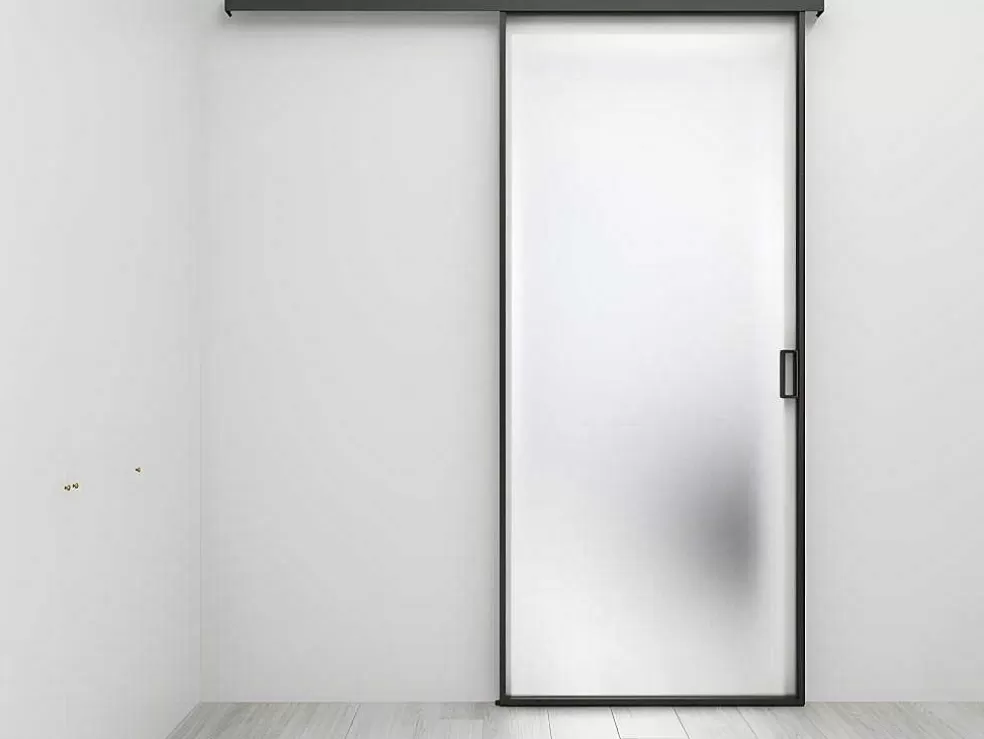 Vente-unique [Old Version]Porta De Correr Com Aplique Linci - A. 205 Cm X L. 83 Cm - Vidro Temperado* Porta De Correr