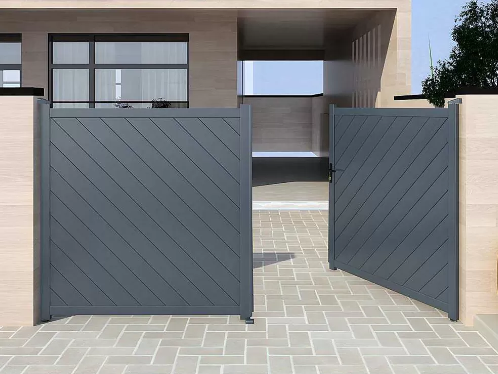 EXPERTLAND Portão De Batente Aluminio C350 X A160 Cm Antracite - Zerano* Porta E Portão