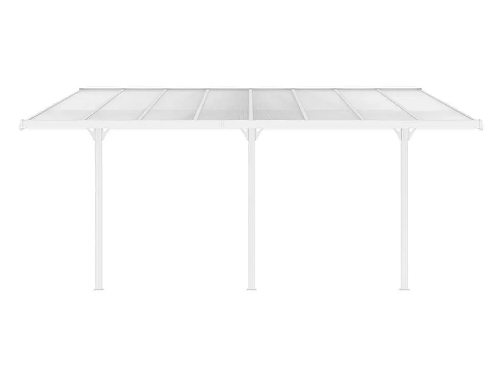 EXPERTLAND Pérgola Abrigo Para Carros Adossado Aluminio 15,1 M Branco - Alvaro* Pérgola, Coreto, Quiosque