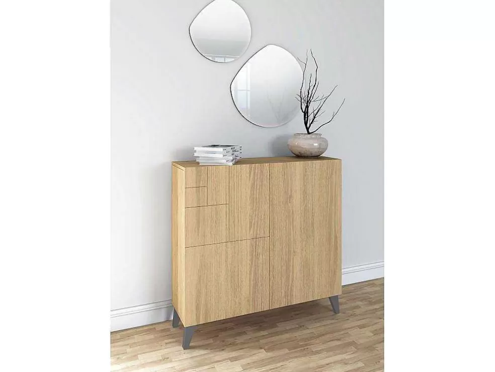 Herdasa Sapateiro/Móvel Organização - H87Cm X L90Cm X P27Cm Chene Dore Pernas Cinza Bergen* Sapateira