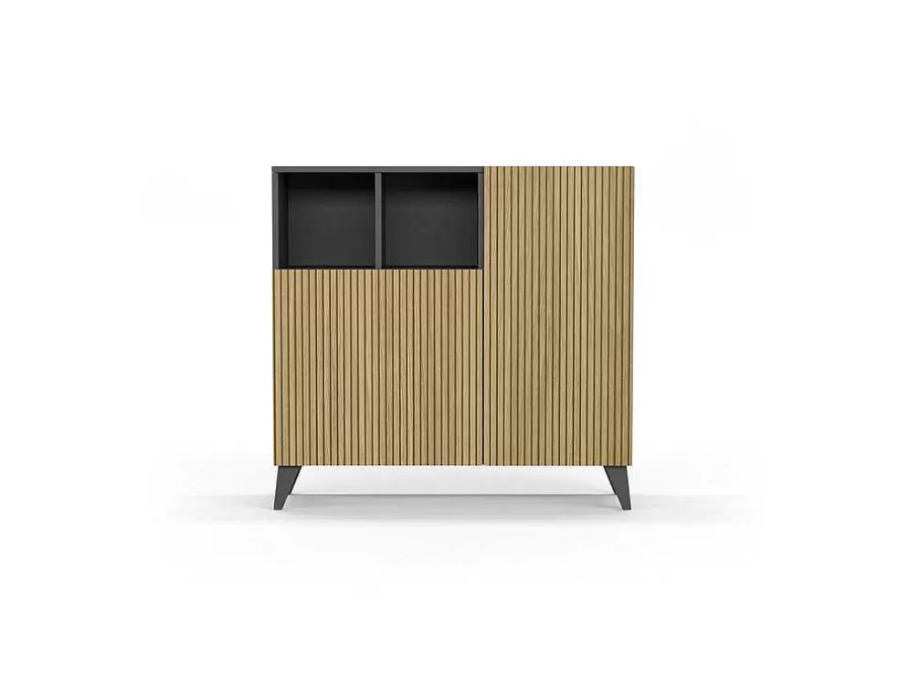 Herdasa Sapateiro/Móvel Organização - H87Cm X L90Cm X P27Cm Cinza Grafite Portas Serrado - Moss* Sapateira