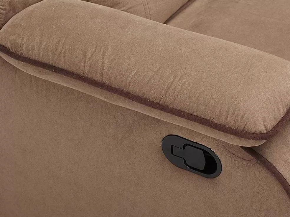 Vente-unique Sofá 3 Lugares Relax Em Microfibra Taupe - Hernani* Promoções Sofás & Poltronas