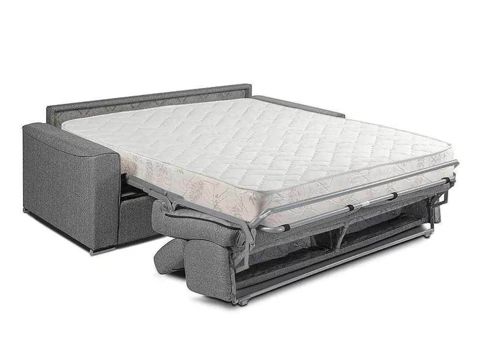Vente-unique Sofá Cama 4 Lugares Abertura Facil Em Tecido Cinzento - Cama De 160 Cm E Colchão De 18 Cm - Vizir* Sofá Cama De Abertura Rapida