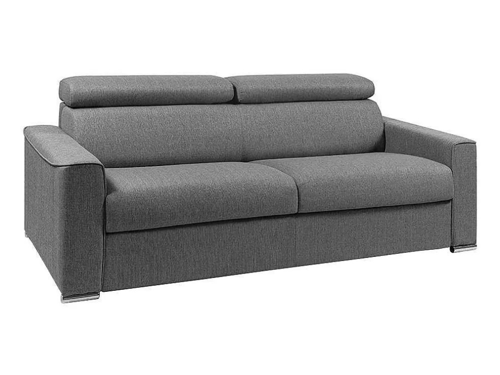 Vente-unique Sofá Cama 4 Lugares Abertura Facil Em Tecido Cinzento - Cama De 160 Cm E Colchão De 18 Cm - Vizir* Sofá Cama De Abertura Rapida