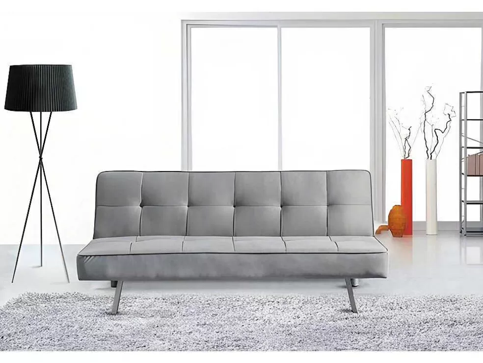 Saldosystocks Sofá Cama 2 Plazas Ainhoa Clic Clac Terciopelo 175X74Cm Gris* Sofá Cama Clic-Clac E Dobravel