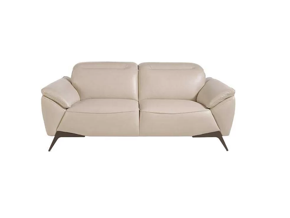 Angel Cerda Sofá De 2 Assentos Estofado Em Couro Taupe Grey 6131* Promoções Sofás & Poltronas