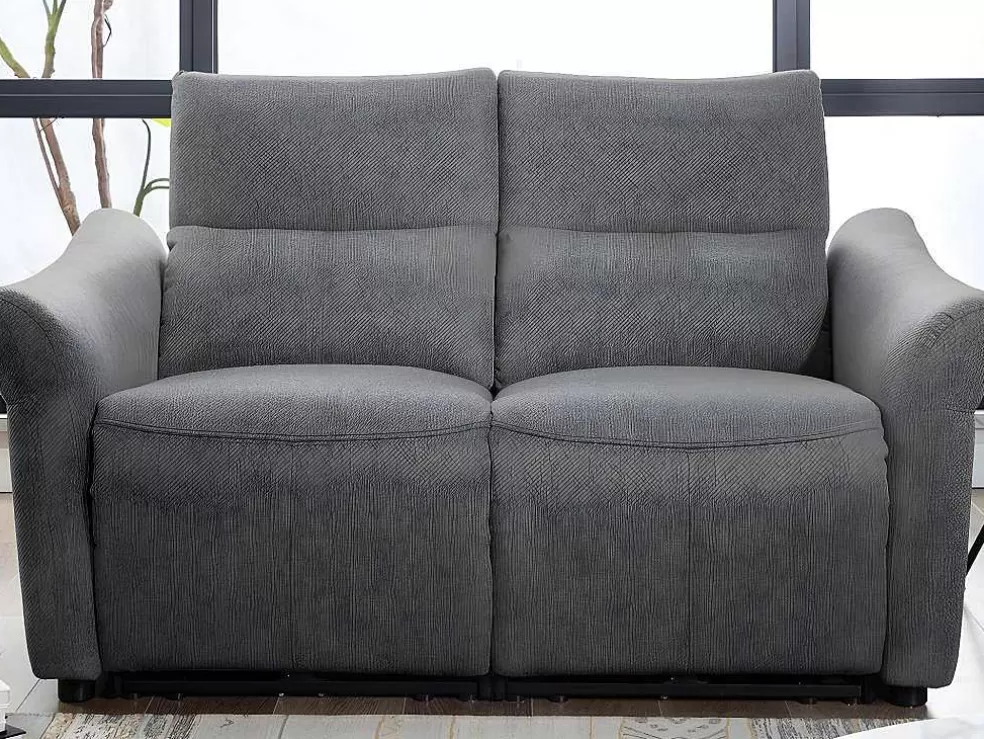 Vente-unique Sofá De 2 Lugares Articulado Eletrico Em Tecido Cor Cinza - Ragnar* Sofá De Relaxamento Eletrico