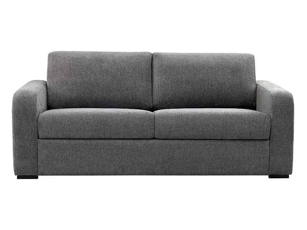Vente-unique Sofá De 3 Lugares Convertivel Abertura Rapida Tecido Matizado Cinza Antracite, Cama 140 Cm E Colchão 14 Cm - Bevis* Sofá Cama De Abertura Rapida