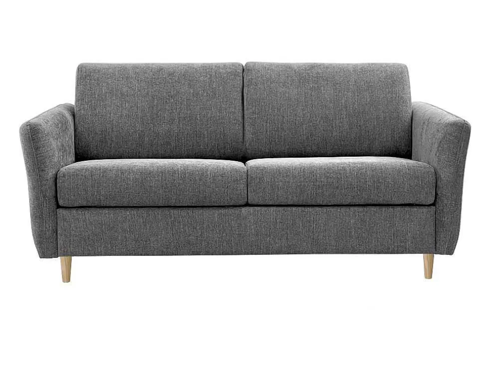 Vente-unique Sofá De 3 Lugares Convertivel Abertura Rapida Tecido Matizado Cinza, Cama 140 Cm E Colchão 14 Cm - Arcadia* Sofá Cama De Abertura Rapida