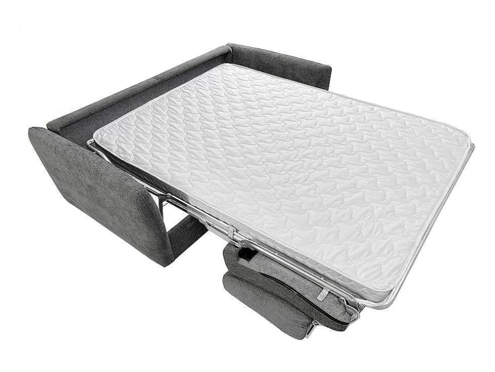 Vente-unique Sofá De 3 Lugares Convertivel Abertura Rapida Tecido Matizado Cinza, Cama 140 Cm E Colchão 14 Cm - Arcadia* Sofá Cama De Abertura Rapida
