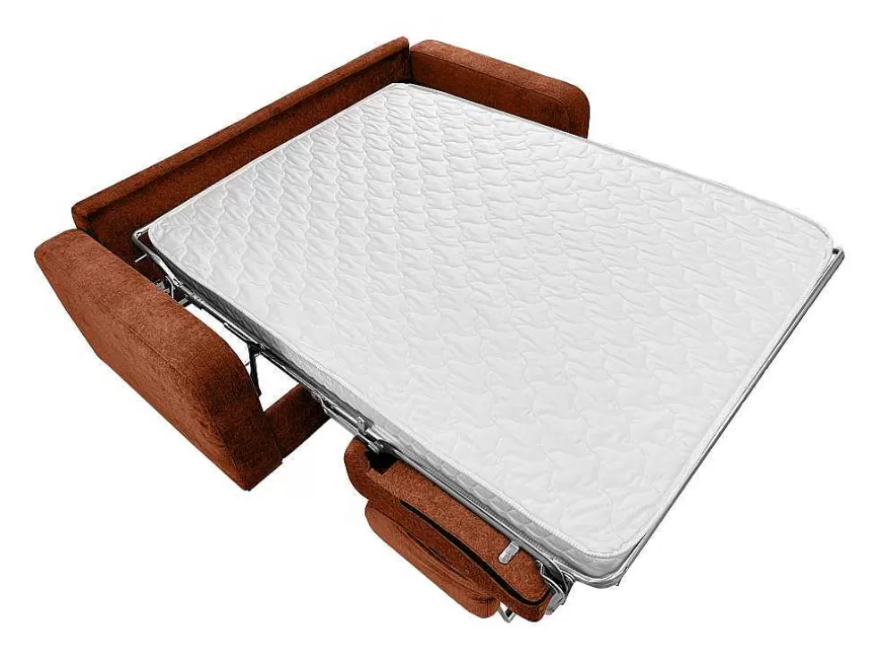 Vente-unique Sofá De 3 Lugares Convertivel Abertura Rapida Tecido Matizado Terracota, Cama 140 Cm E Colchão 14 Cm - Bevis* Sofá Cama De Abertura Rapida