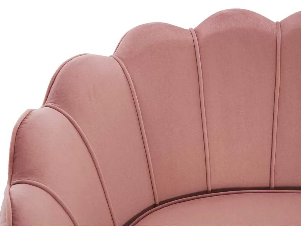 PASCAL MORABITO Sofá De 2 Lugares Forma De Concha Veludo Cor-De-Rosa - Dandelion De * Sofá De 2 Ou 3 Lugares