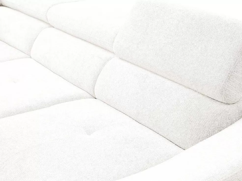 Vente-unique Sofá De Canto Esquerdo Convertivel Em Tecido Texturizado Branco - Dalias* Sofá