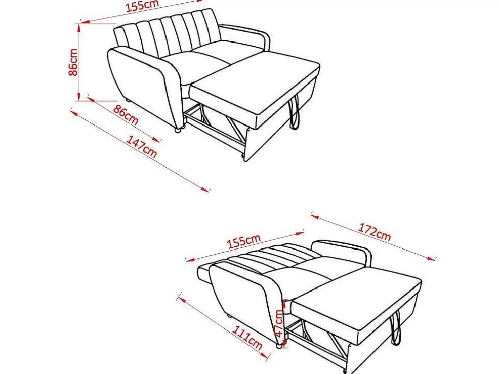 Saldosystocks Sofá-Cama Duplo Berlim 155X86Cm (Cama: 172X155Cm)* Sofá Cama Clic-Clac E Dobravel