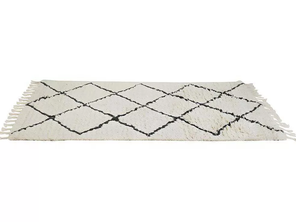 OZAIA Tapete As Riscas 100% La - 160X230 Cm Bege E Preto Marcus* Tapete De Sala