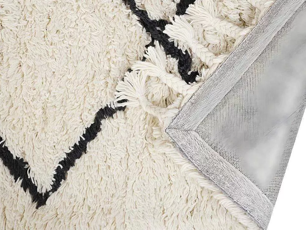 OZAIA Tapete As Riscas 100% La - 160X230 Cm Bege E Preto Marcus* Tapete De Sala