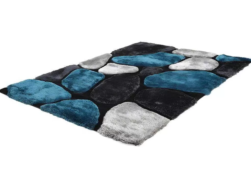 OZAIA Tapete Com Pelo Pietra Turquesa E Cinzento - Poliester - 120 X 170 Cm* Tapete De Sala