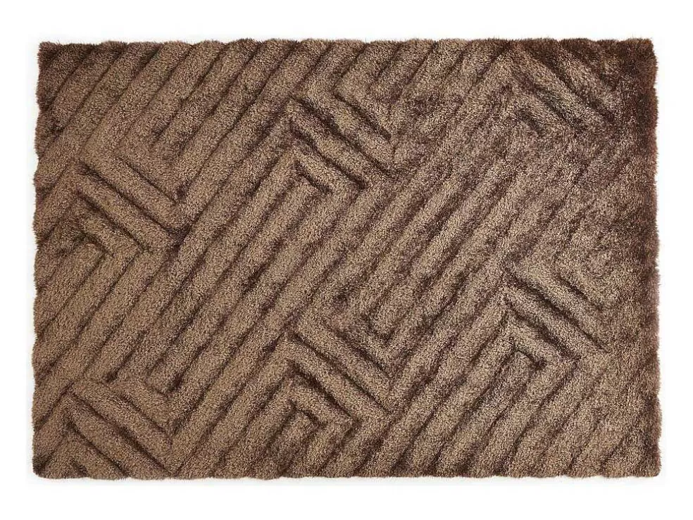 OZAIA Tapete Shaggy De Pelo Comprido Com Relevo 160X230 Cm Castanho - Maze* Tapete Shaggy