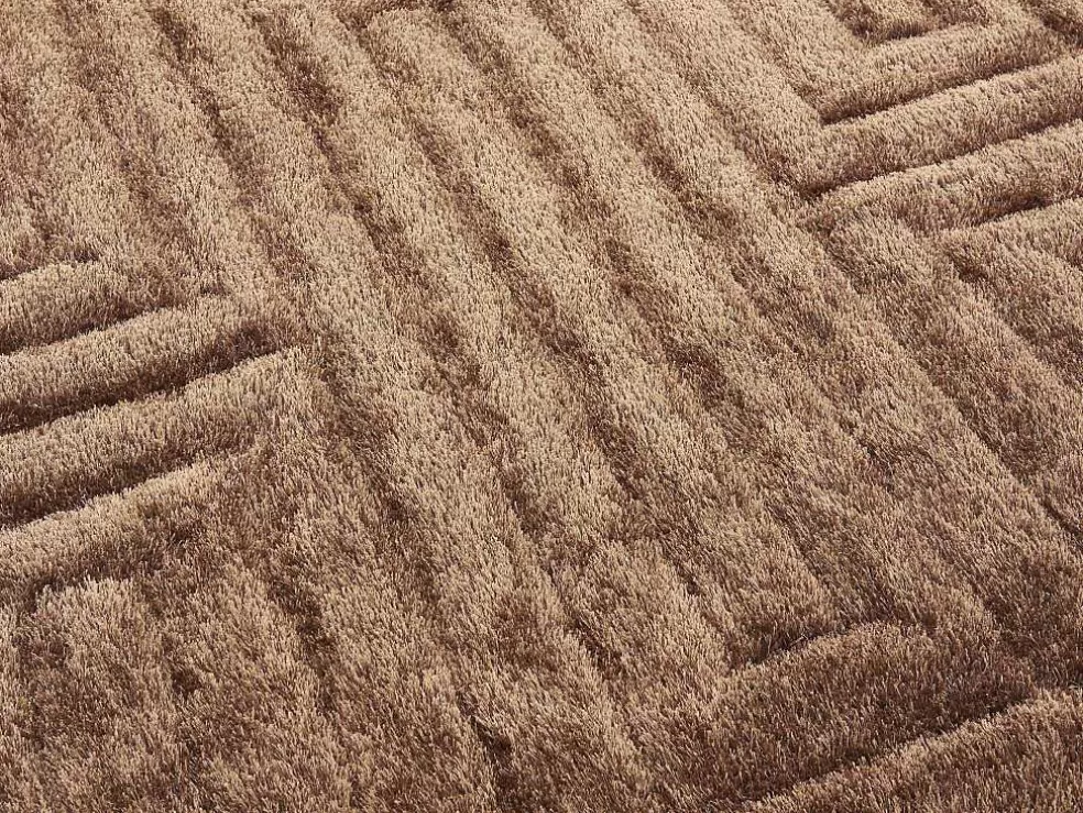 OZAIA Tapete Shaggy De Pelo Comprido Com Relevo 160X230 Cm Castanho - Maze* Tapete Shaggy